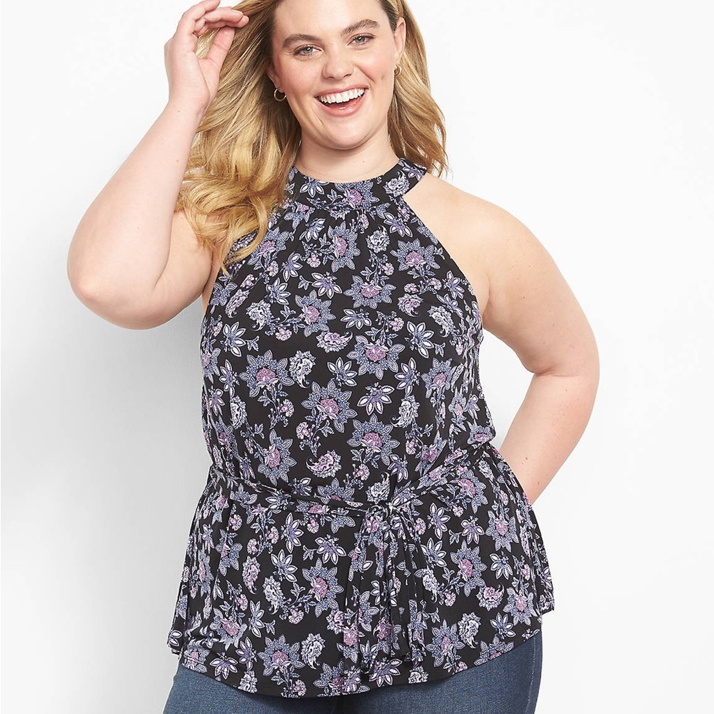 Swing Halter-Neck Belted Knit Top